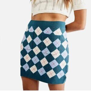 Free People, Argyle Viola Sweater Mini Skirt, Size M